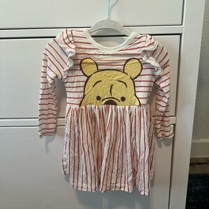 Little Sleepies Red/White Striped Winnie the Pooh Twirl Dress with Bodysuit